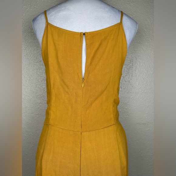 Paper Crane Yellow Linen Jumpsuit, Tie Front Jumper Size Large, Mustard Yellow - Picture 11 of 14